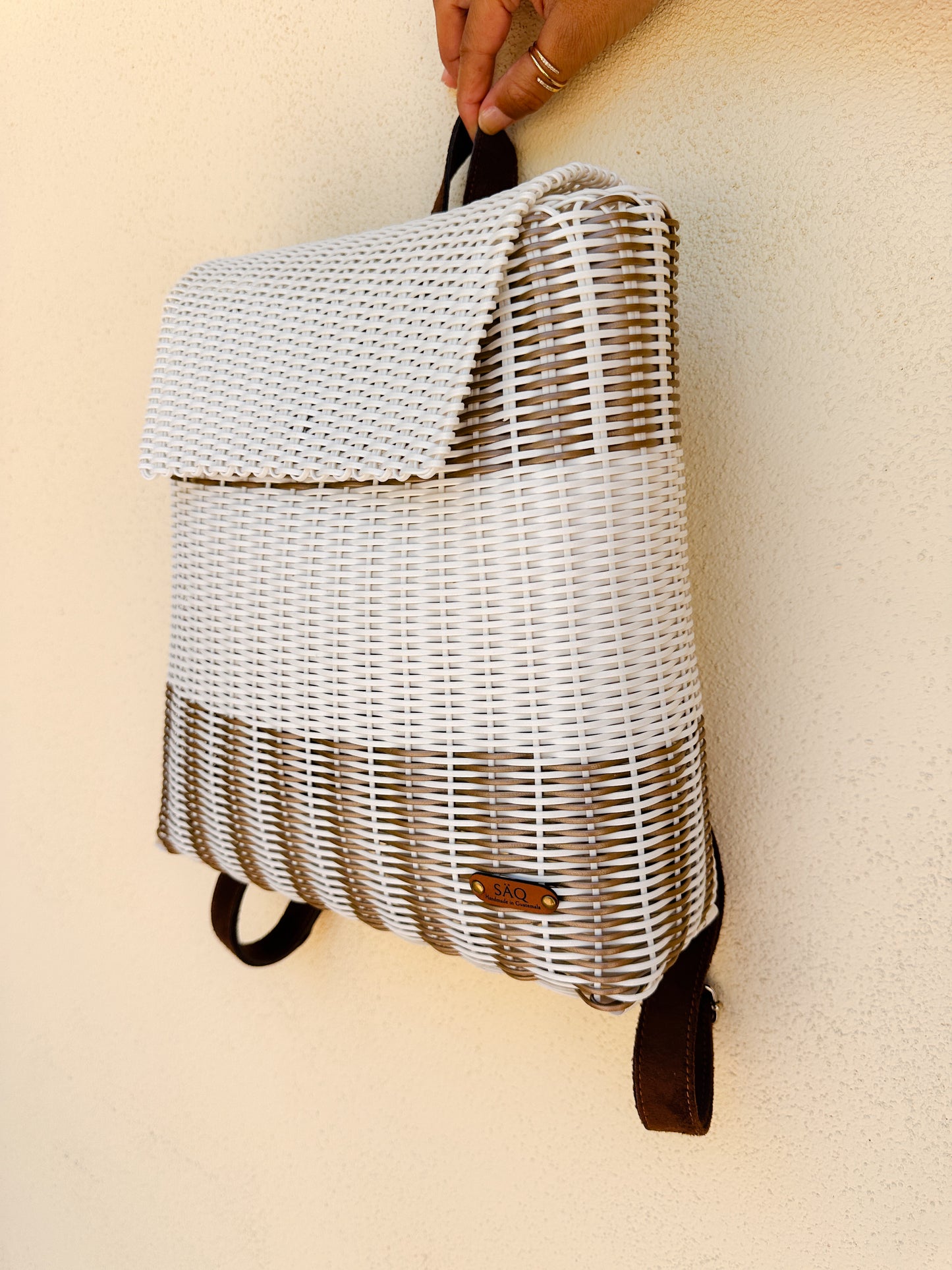Mini Backpack White & Gold