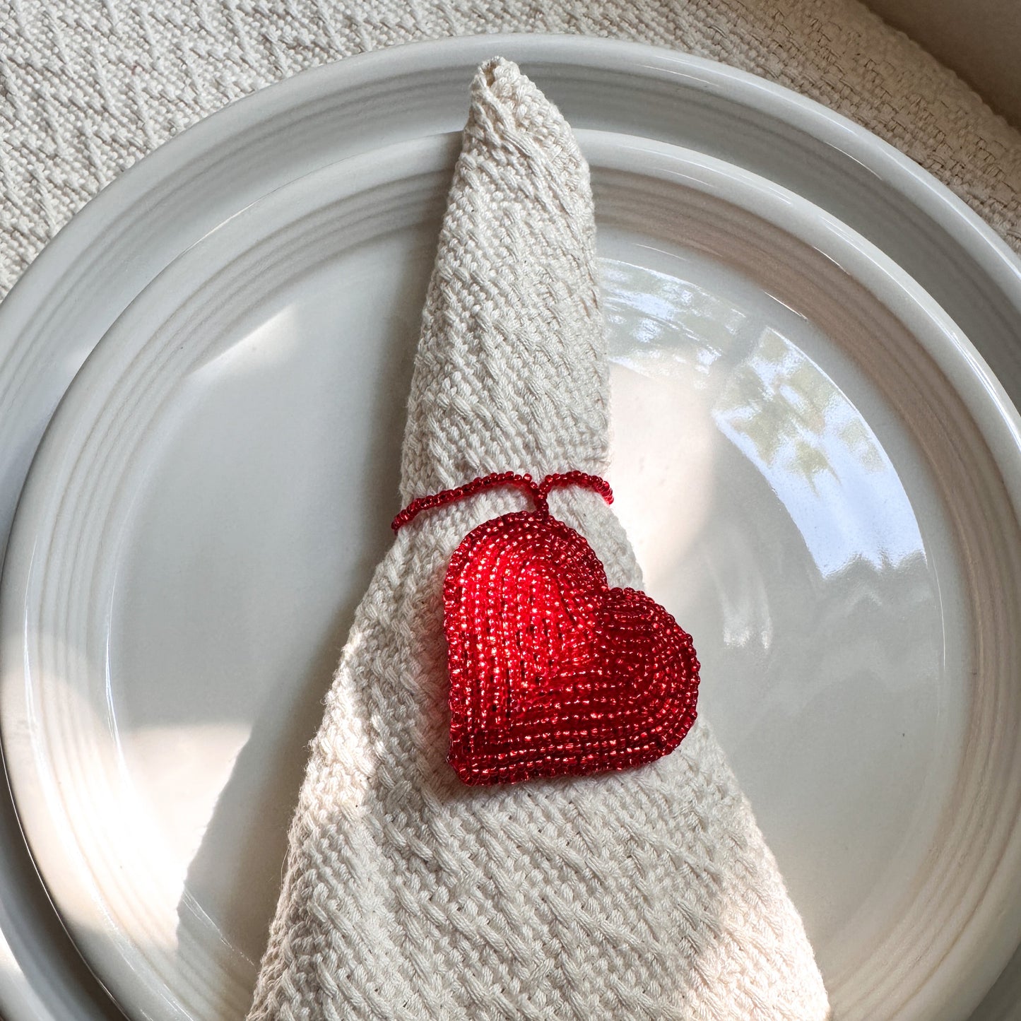 3D Beaded Hearts - Napkin Ring