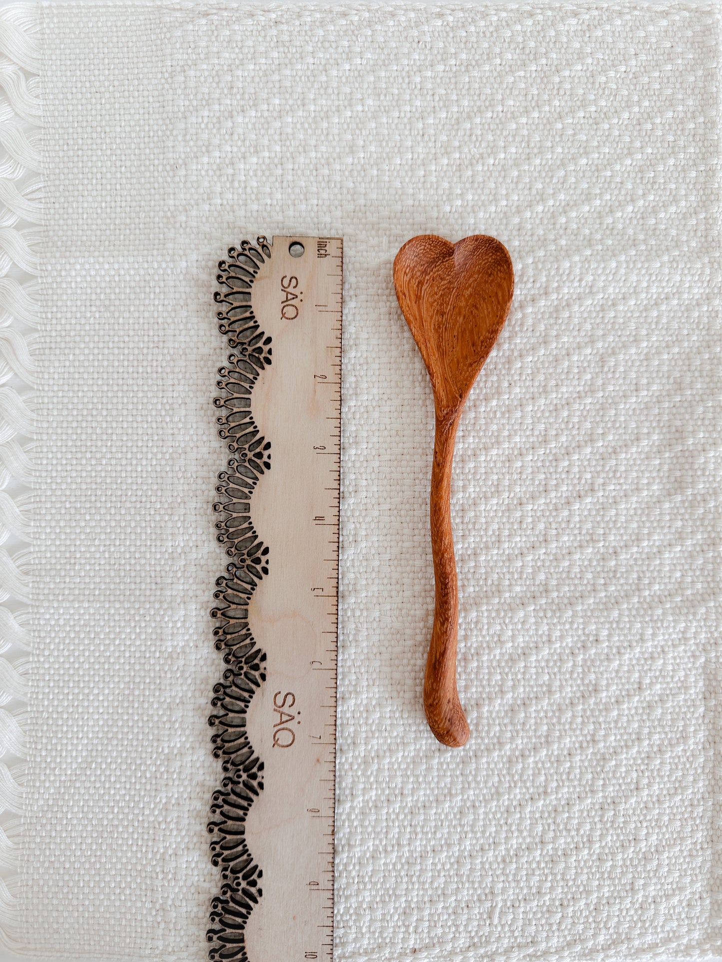 Hand Carved 7" Wiggly Heart Spoon