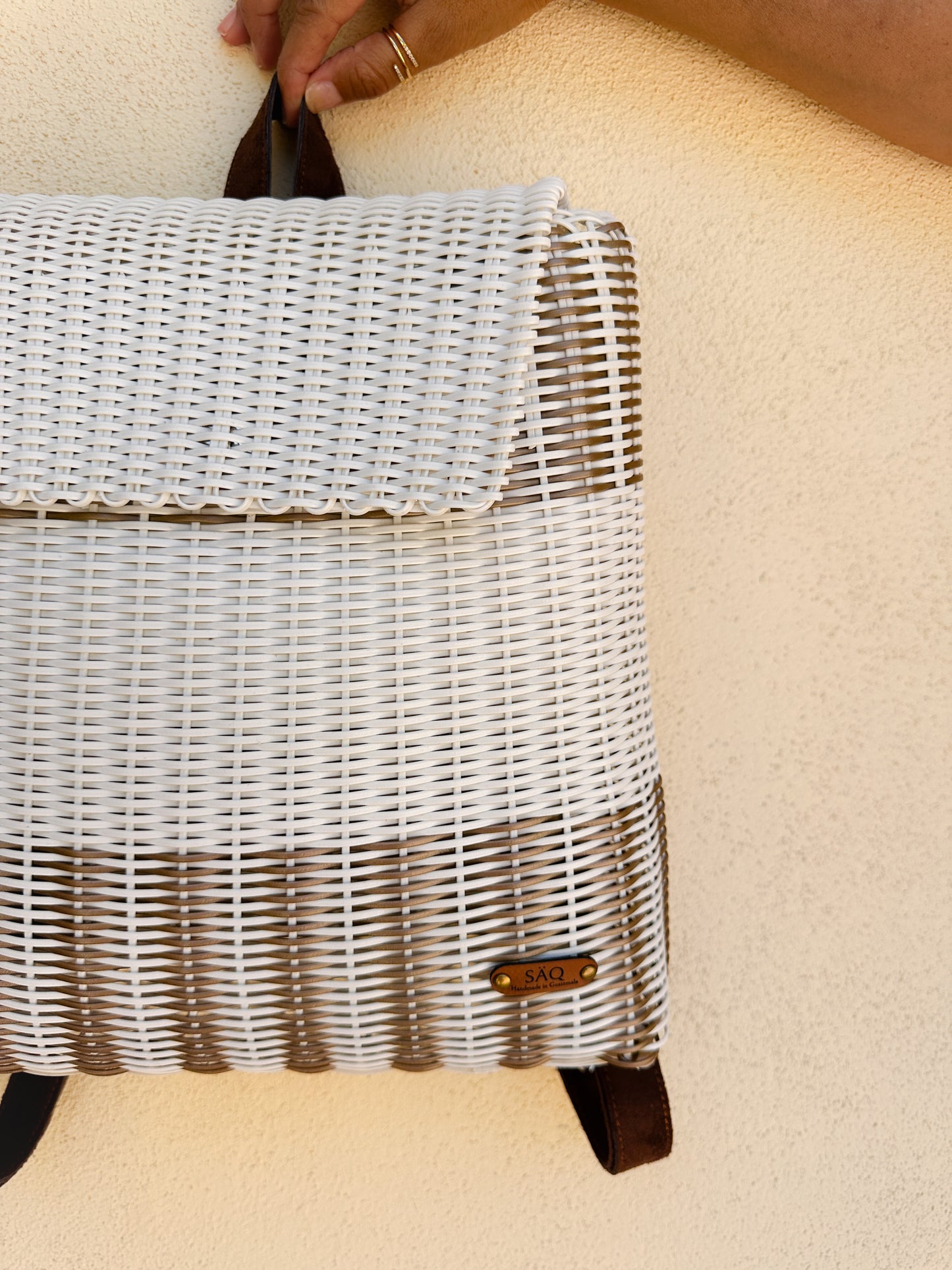 Mini Backpack White & Gold