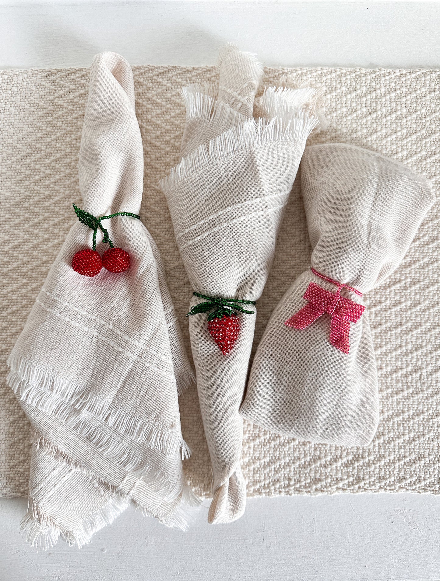 Beaded Cherry Napkin Ring