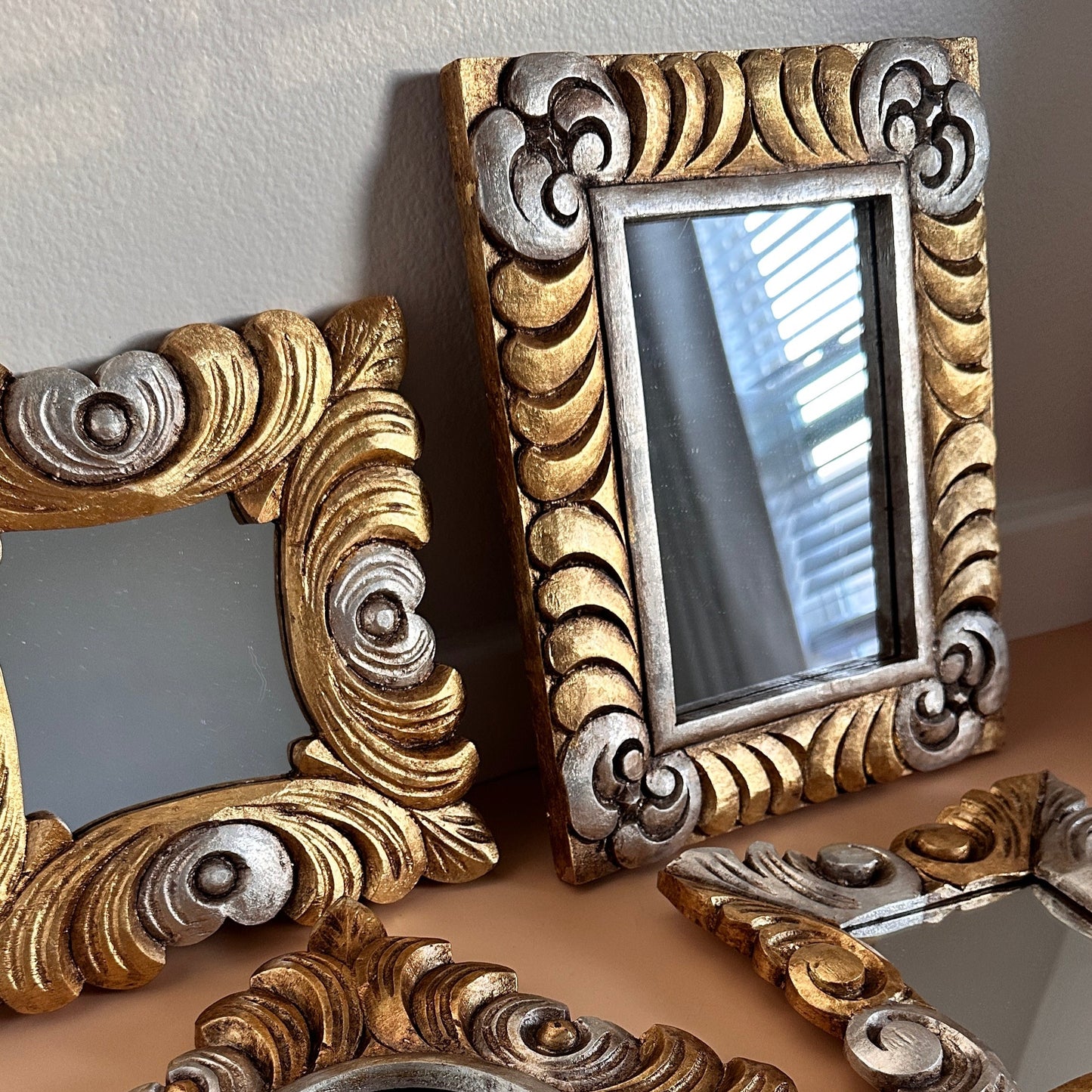 Medium Rectangular Gold Leaf Mirror