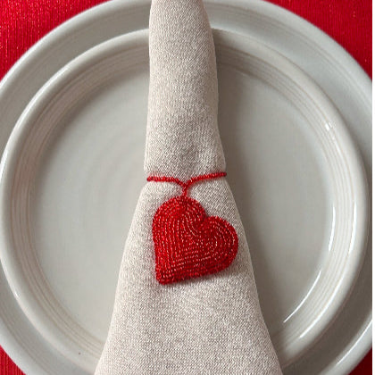 3D Beaded Hearts - Napkin Ring