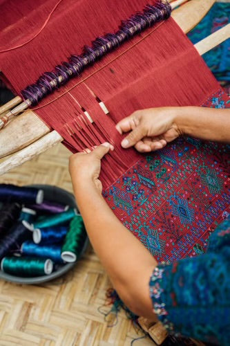Handwoven 3-Zipper Coin Purse Red