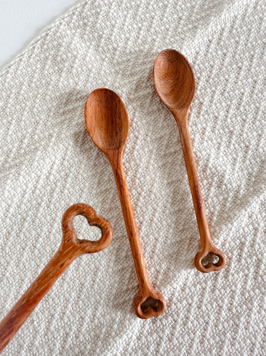 Hand Carved 7" Heart Handle Spoon