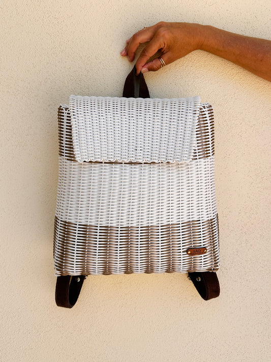 Mini Backpack White & Gold