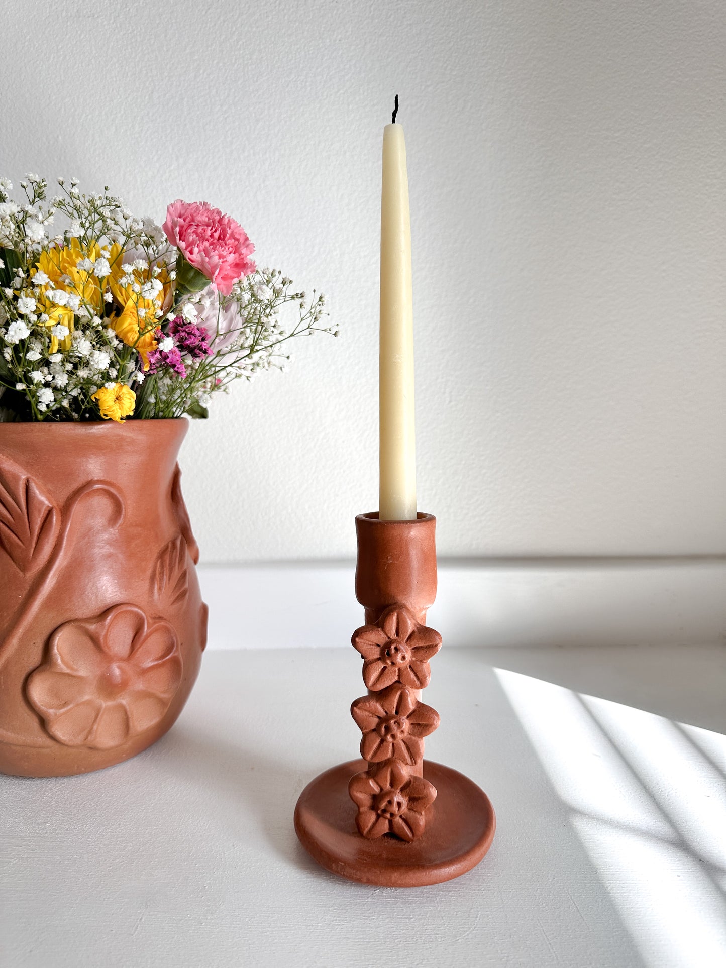 Barro Candle Holders Florecitas