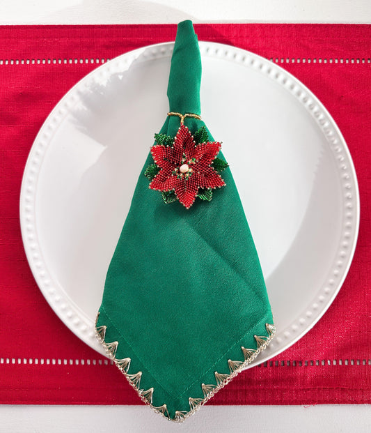 Poinsettia Beaded Napkin Rings