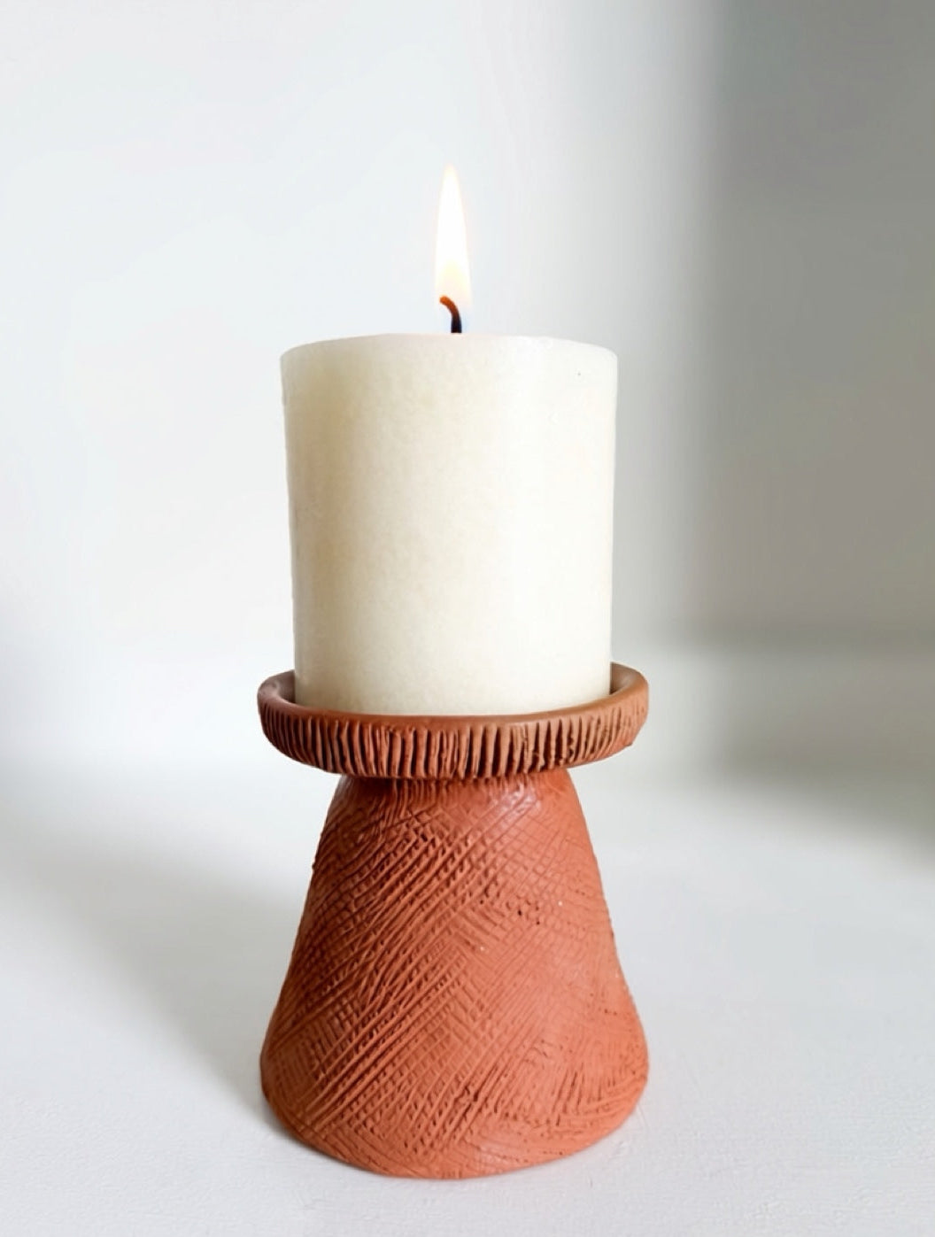 Terracotta candle holder small