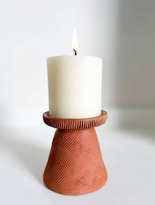 Terracotta candle holder small